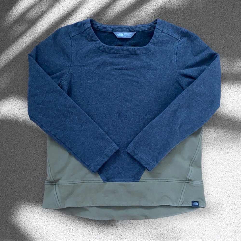 The North Face Olive and Grey Crewneck Sweatshirt
